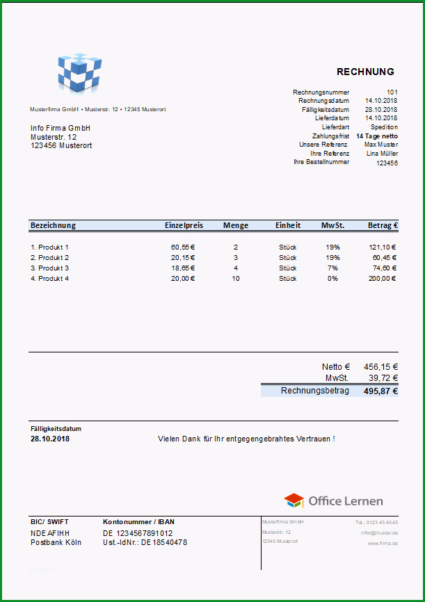 rechnung vorlage ec