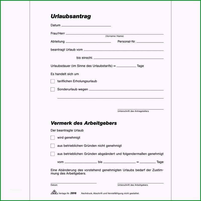 RNK Verlag Vordruck Urlaubsantrag Block SD DIN A5