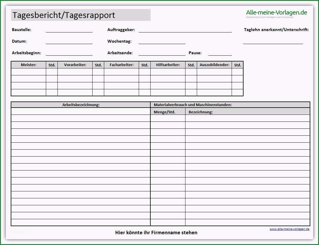 Ungewöhnlich Tagesbericht Oder Tagesrapport