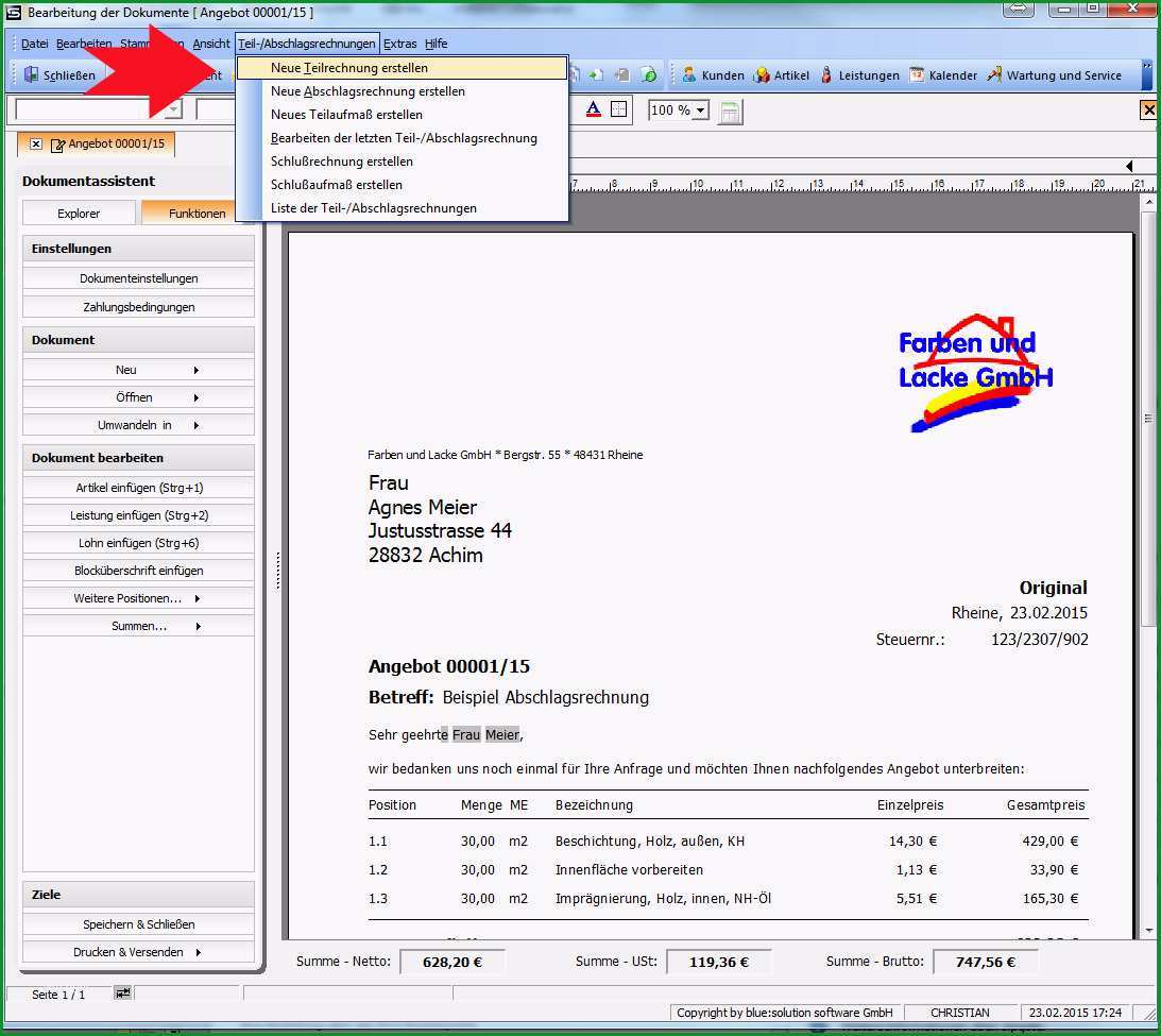 teil und abschlagsrechnungen in der praxis und vorlage kumulative rechnung