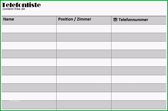telefonliste vorlage