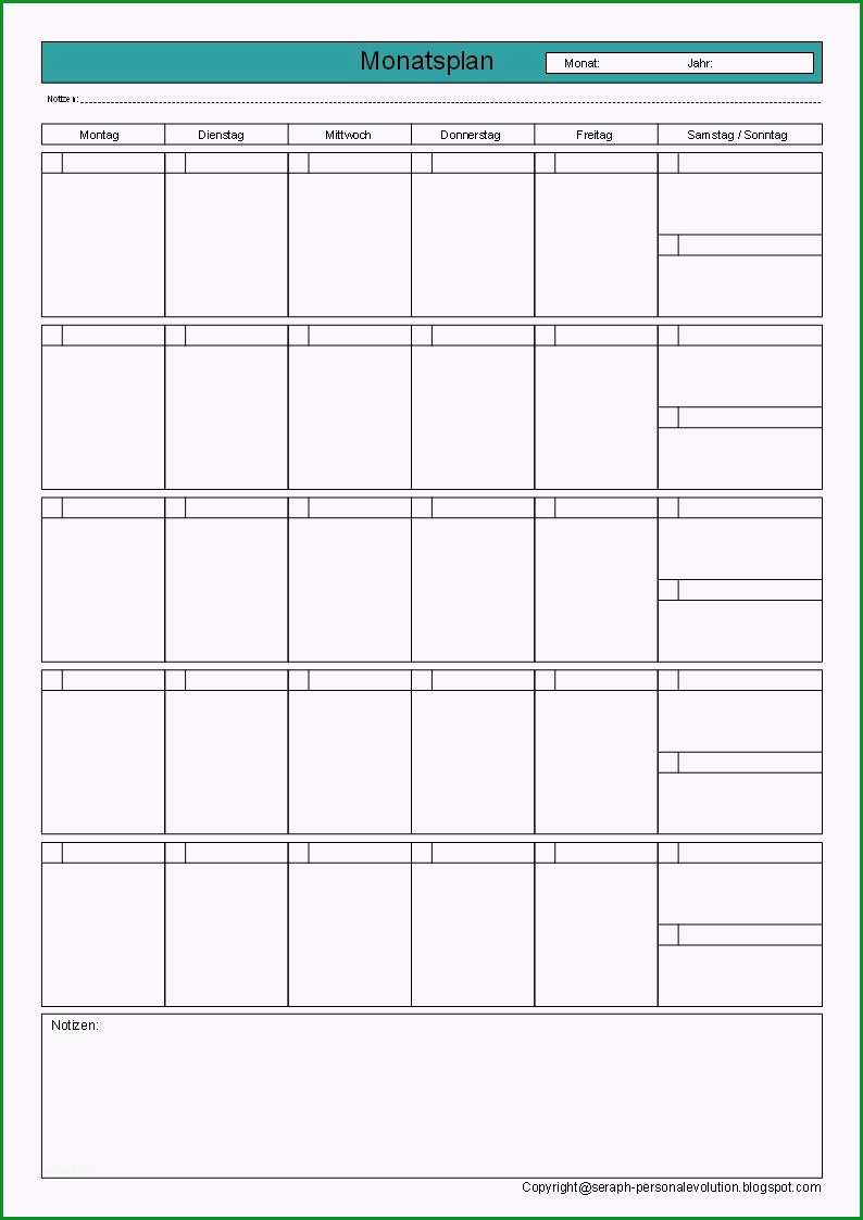 Sensationell Monatsplan Vorlage Kostenlos Im Jahr 2019 1