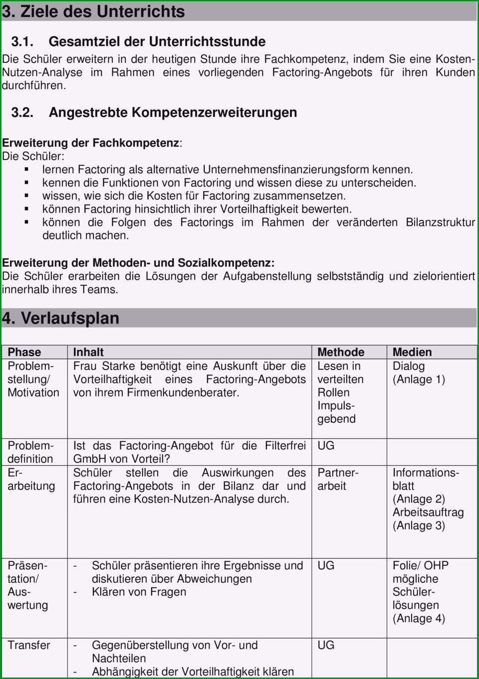 verlaufsplan unterricht vorlage