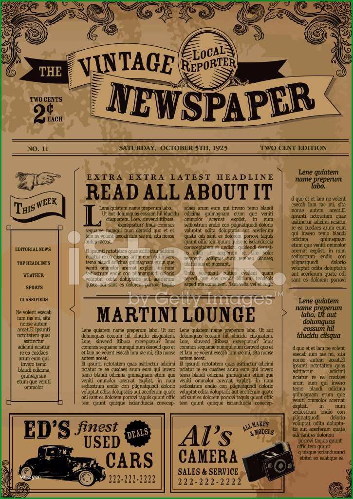 vintage newspaper layout design template