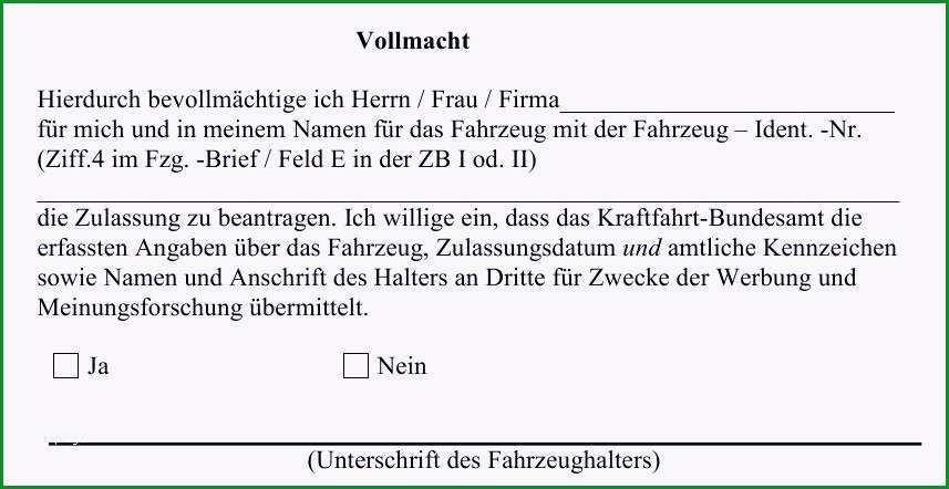 vollmacht kfz abmeldung vorlage einzigartig vollmacht ummeldung auto vorlage