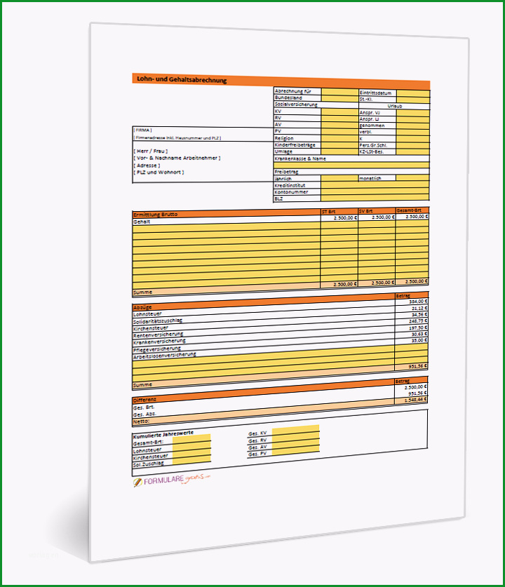 vorlage gehaltsabrechnung