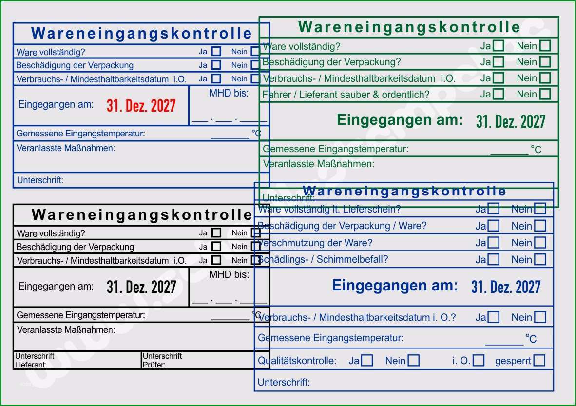 Wareneingang Kontrollstempel Warenausgang Kontrollstempel 1274