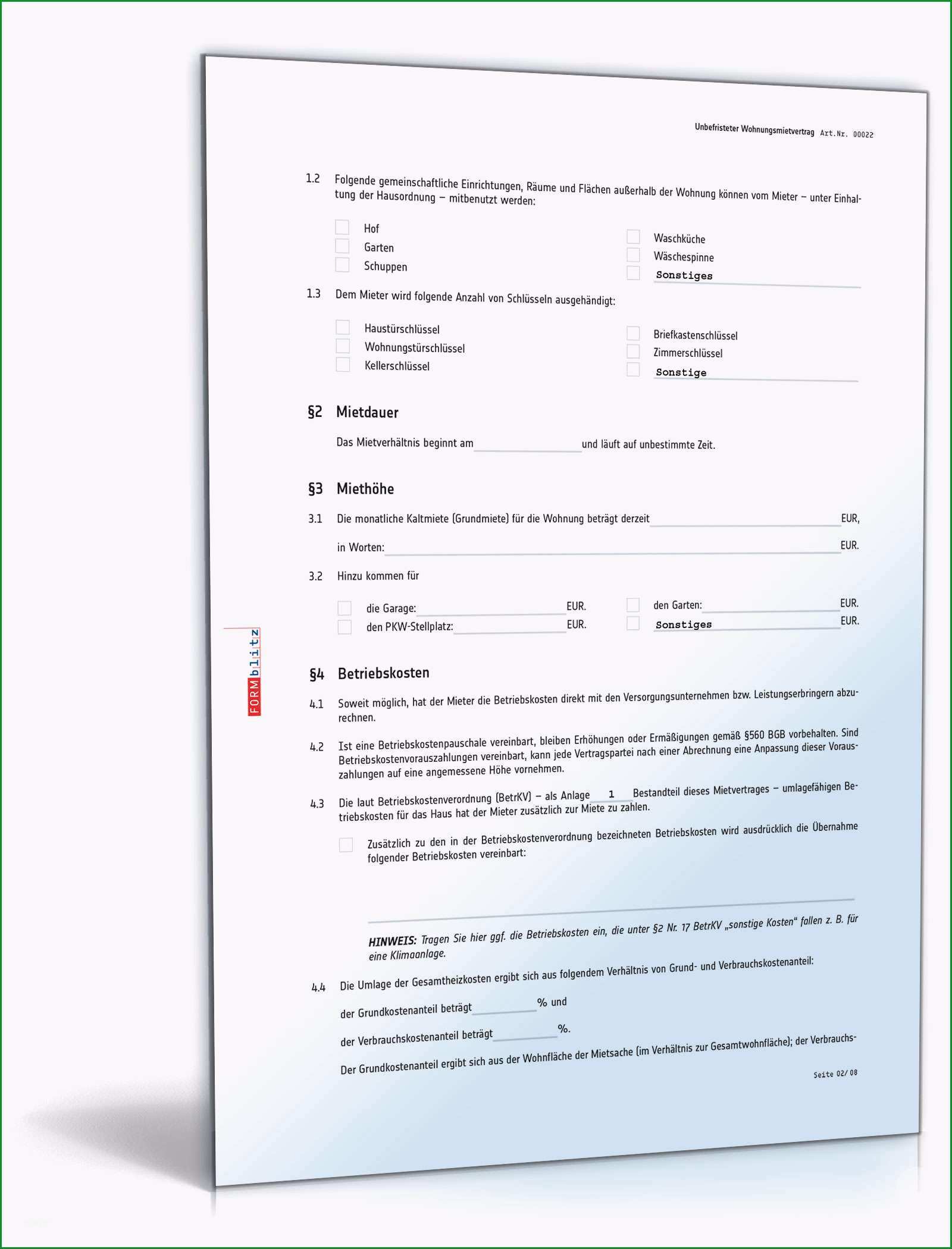 wohnungsmietvertrag muster