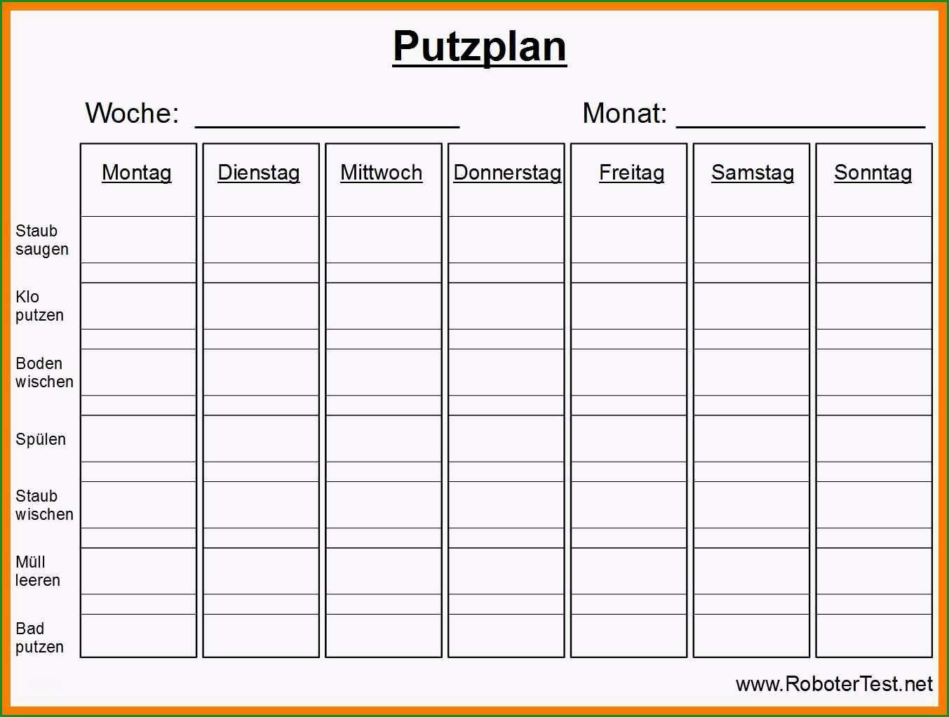 10 putzplan familie vorlage