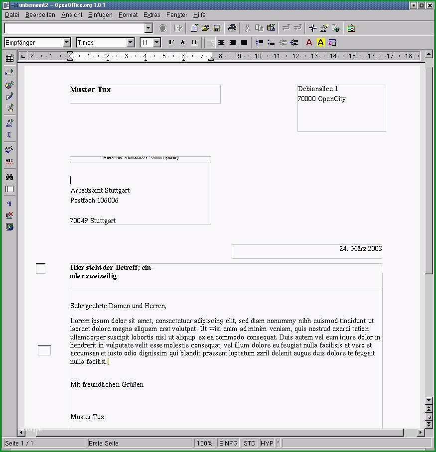 11 briefkopf vorlage openoffice