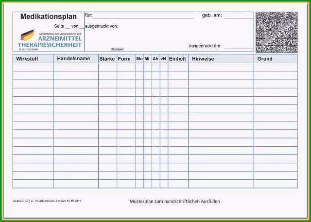 15 medikamentenplan muster