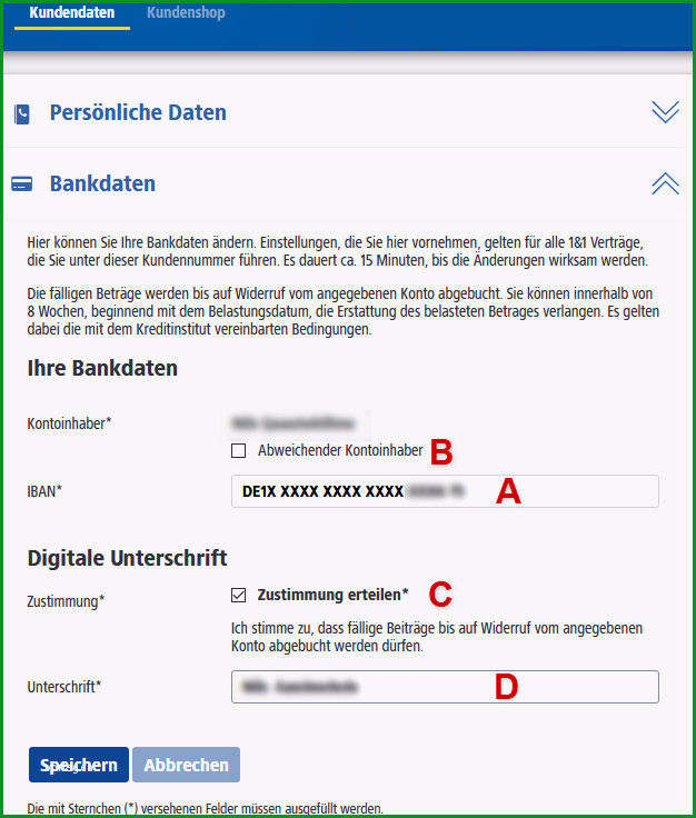 bankverbindung aendern a