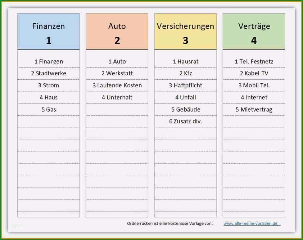 ordnerrucken vorlage word