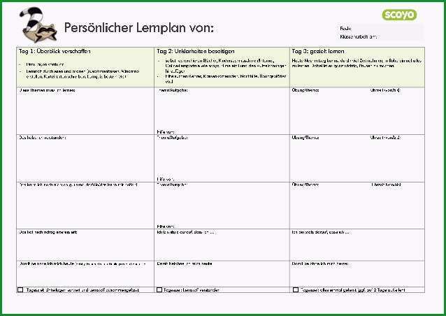 5tagelernplan fr schule vorlage zum ausdrucken