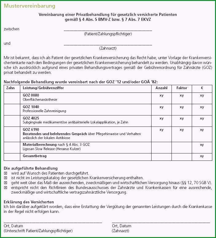 erstattung zahnreinigung vorlage
