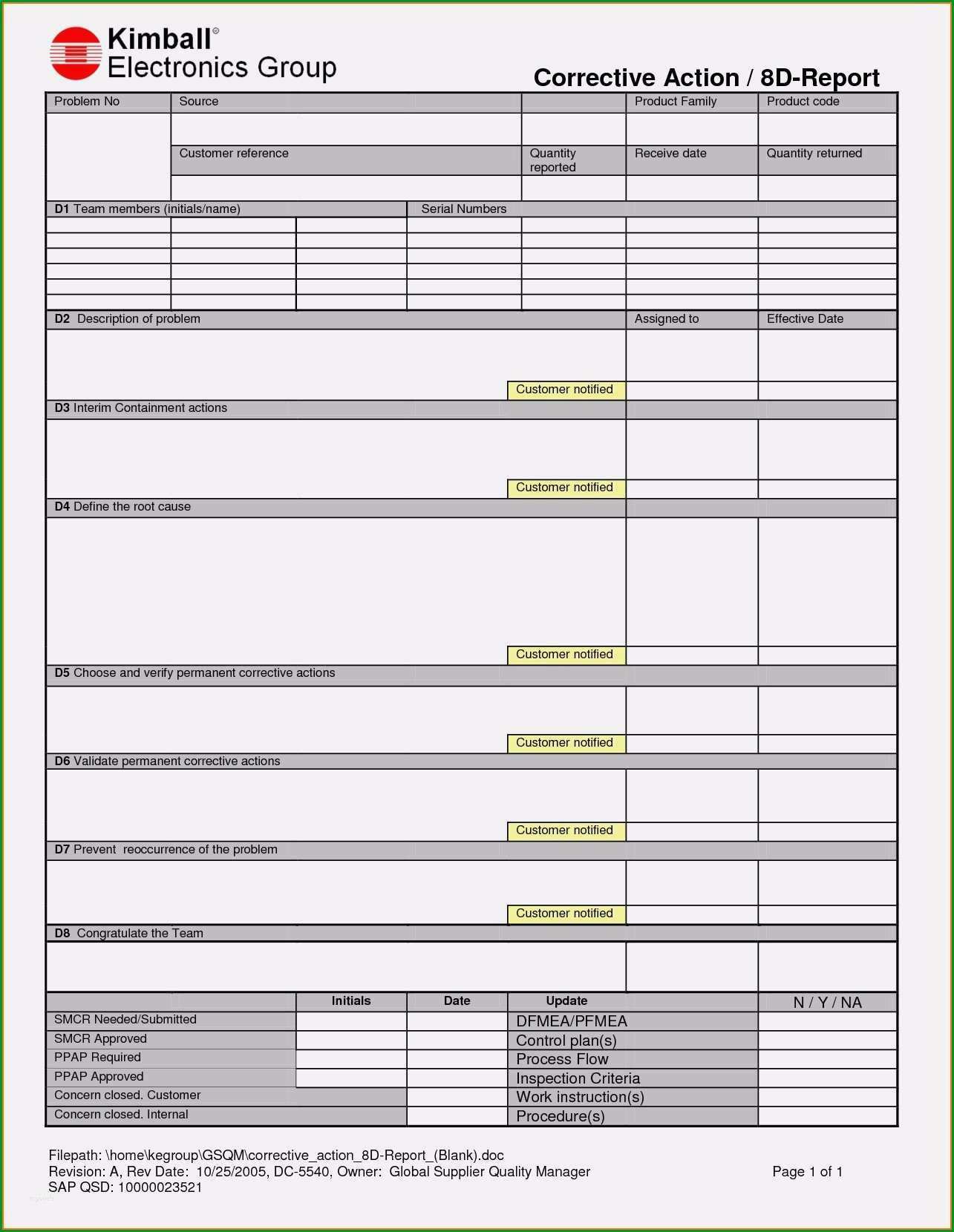 8d report vorlage xls best of 8d report template xls cool 8d form template gallery