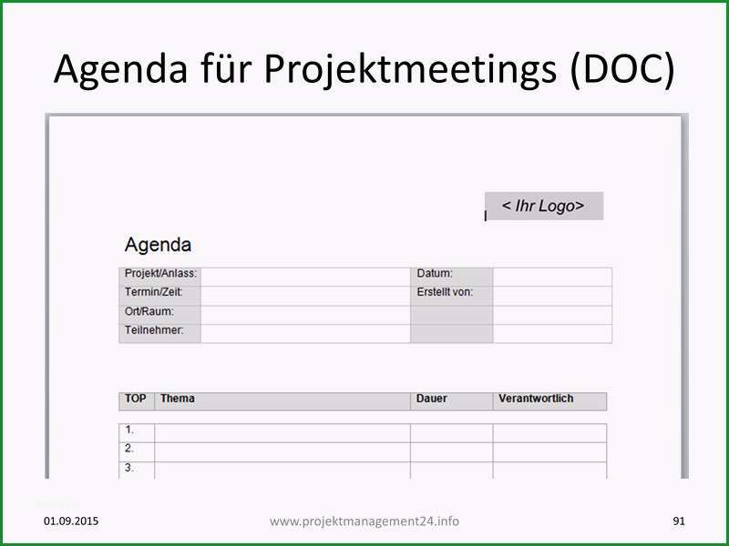 agenda fuer projektmeetings mit vorlage zum in word