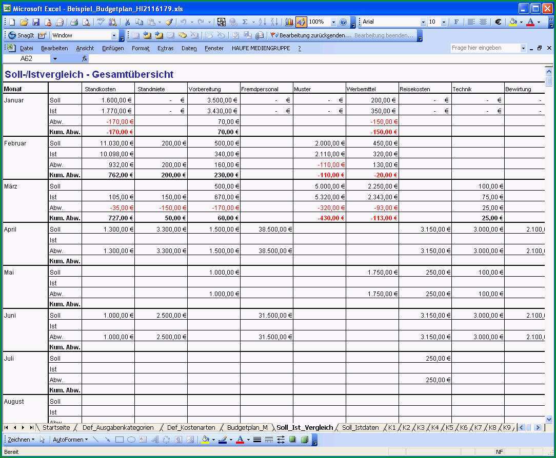 bud planung excel