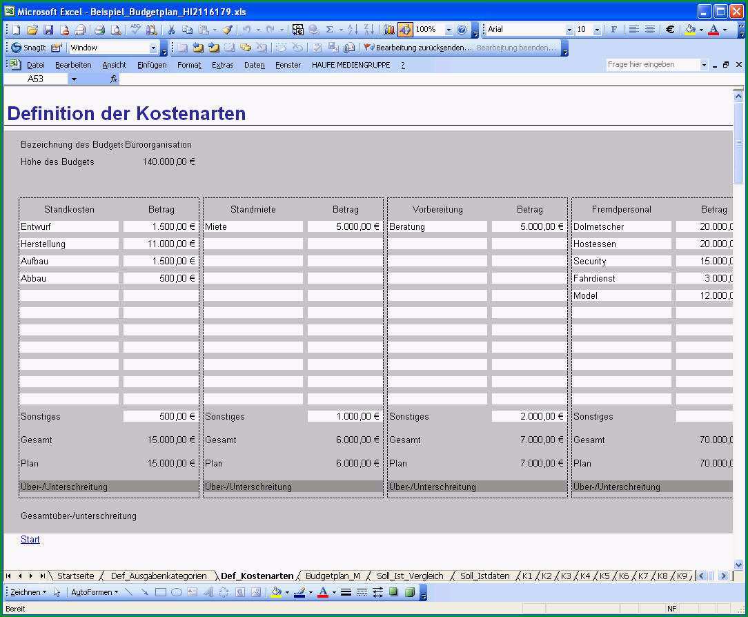 Unglaublich Bud Planung Excel Vorlage Zum Download