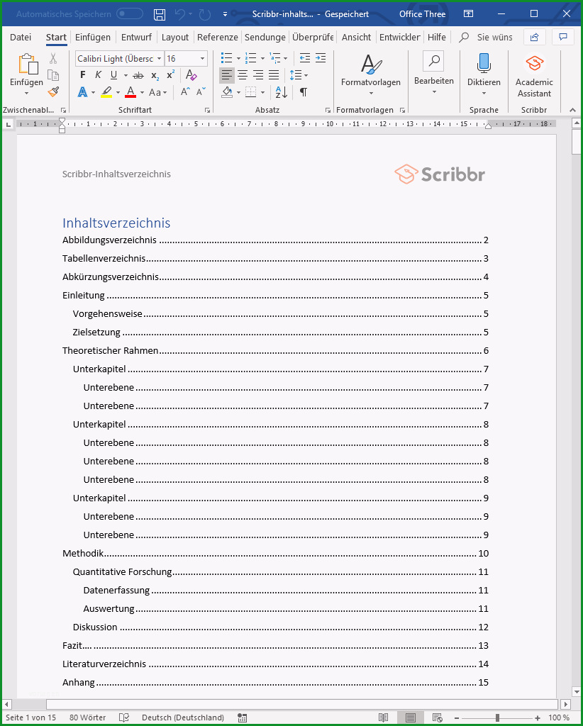 inhaltsverzeichnis deiner abschlussarbeit