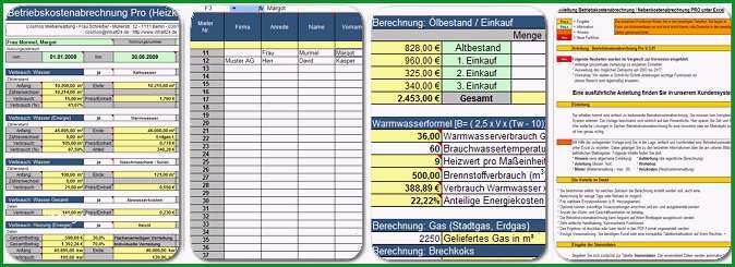 genial einfache betriebskostenabrechnung nebenkostenabrechnung pro unter excel