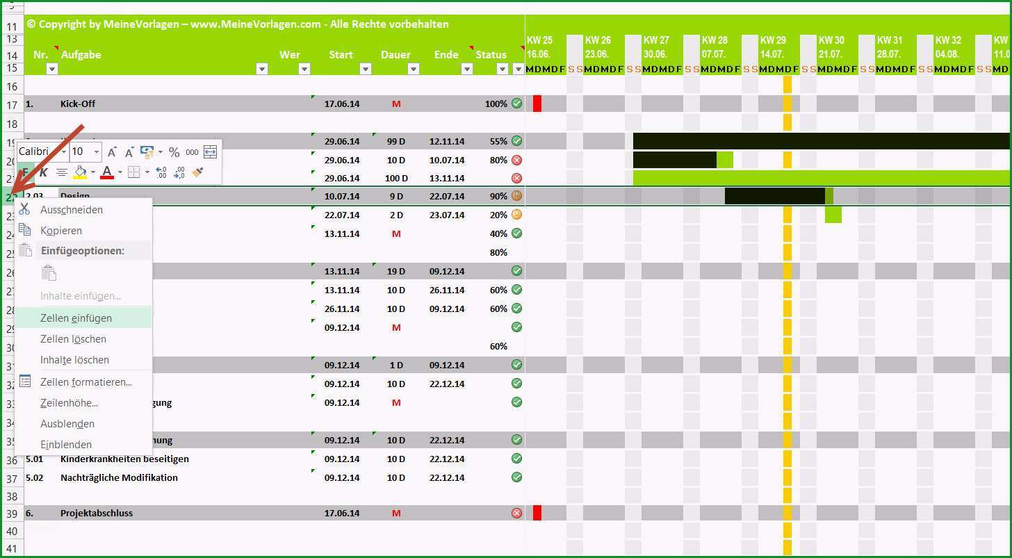 projektplan excel projektablaufplan zeitplan terminplan gantt