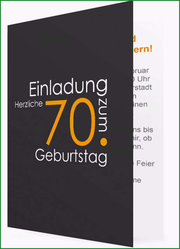 Einladungen 70 Geburtstag Vorlage Schrift orange 1085