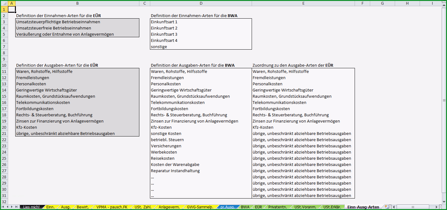 excel vorlage einnahmen ueberschuss rechnung euer 2014