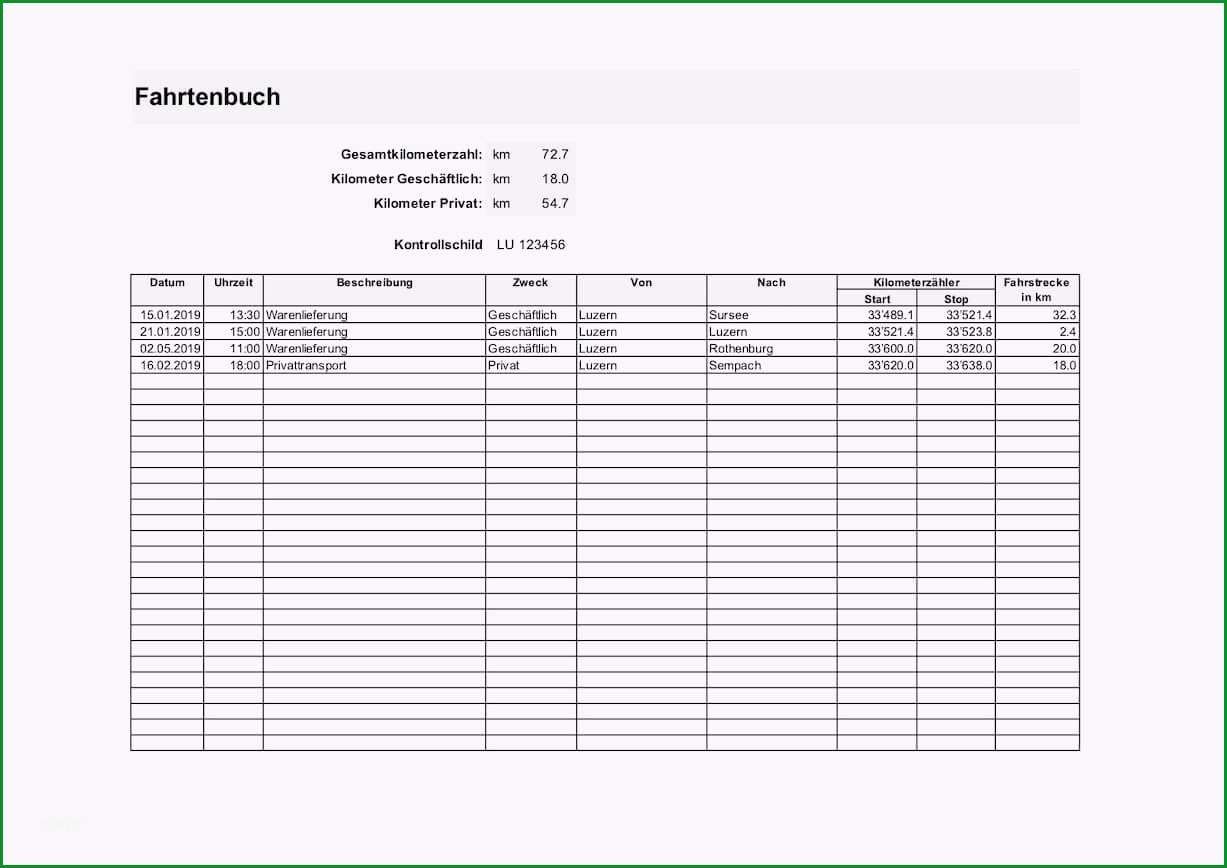fahrtenbuch vorlage