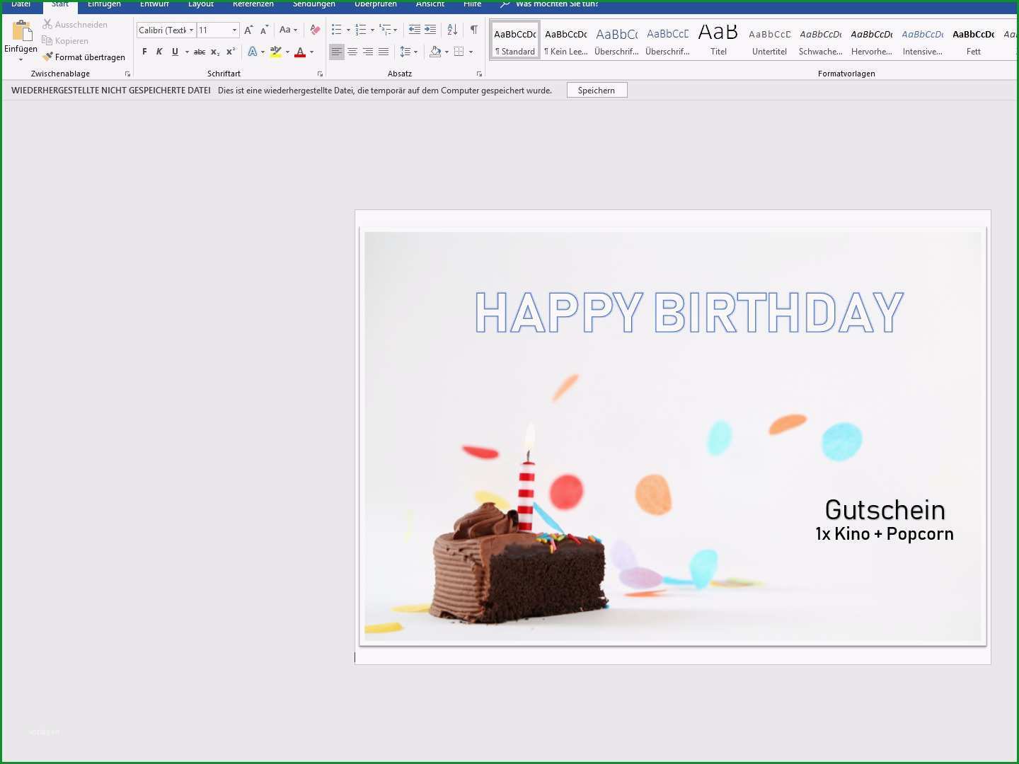 Geschenk Gutschein Word Vorlage