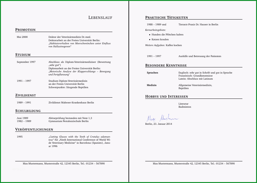 gibt es eine vorlage fur einen tabellarischen lebenslauf mit latex