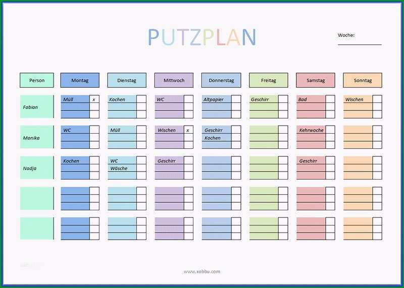 haushaltsplan mit kindern vorlage neu 11 putzplan vorlage