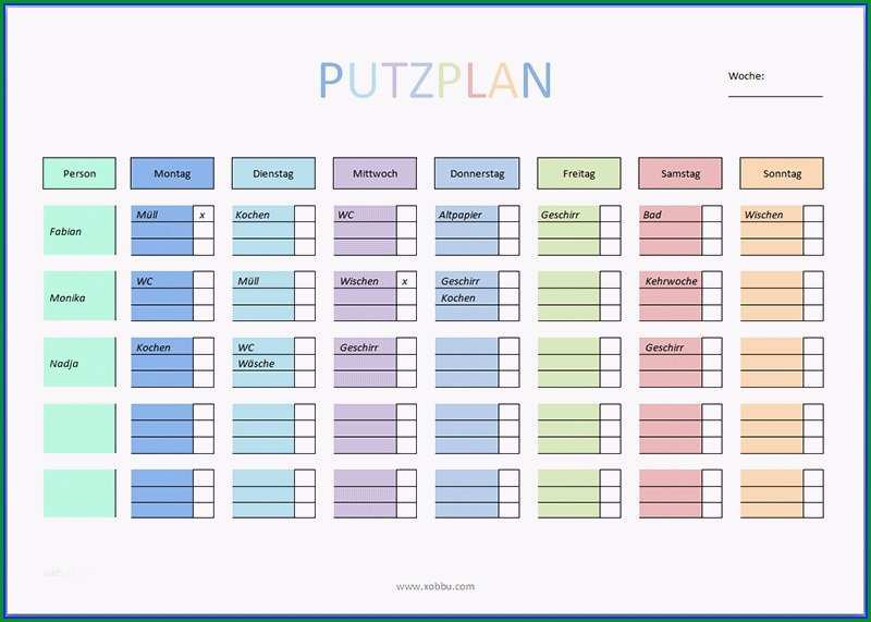 haushaltsplan mit kindern vorlage neu 11 putzplan vorlage