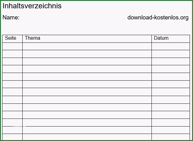 inhaltsverzeichnis vorlage word