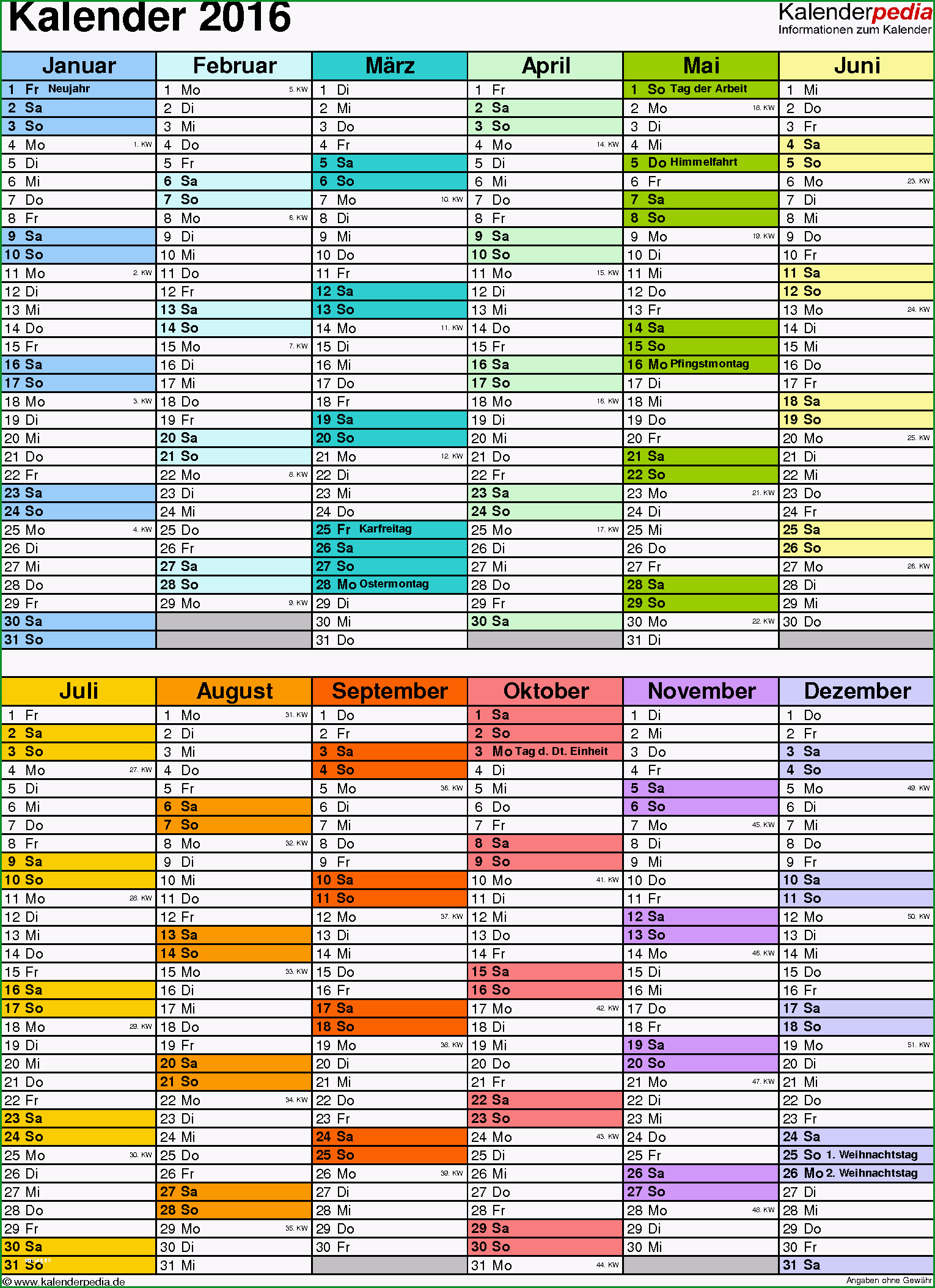 kalender 2016 excel vorlagen