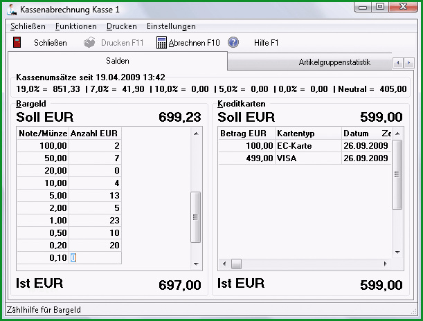 ergofakt kassensoftware kassenabrechnung kassensturz