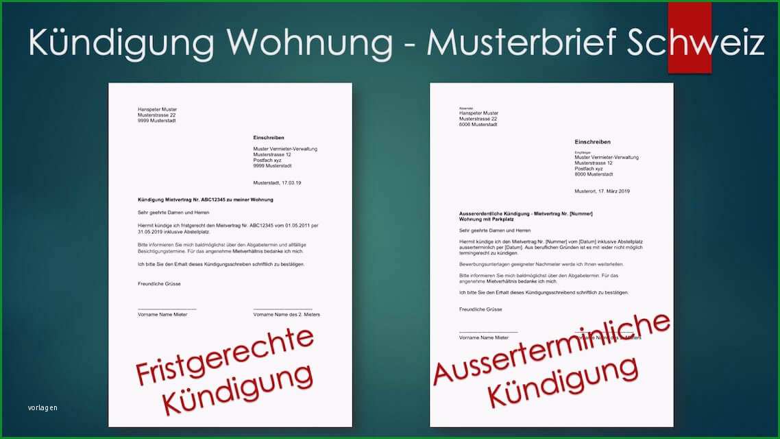 kuendigung wohnung mietvertrag vorlage