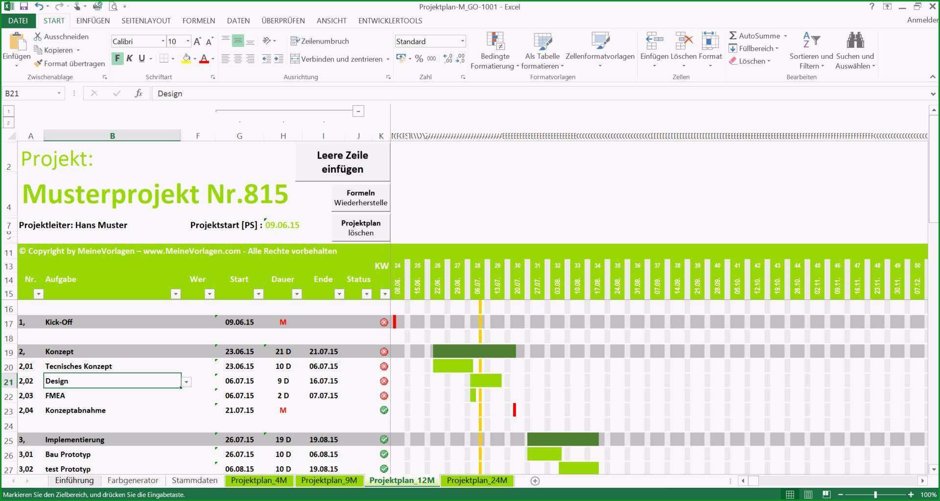 projektplan excel