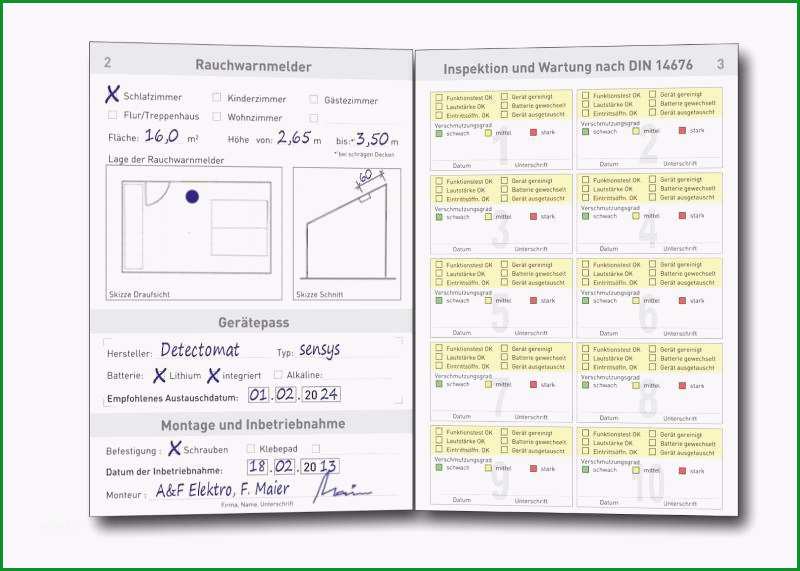 Rauchmelder Geraetepass Wartungsbuch