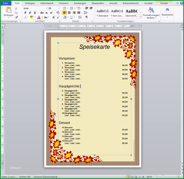 speisekarte selber erstellen vorlage kostenlosspeisekarten vorlagen zum bearbeiten