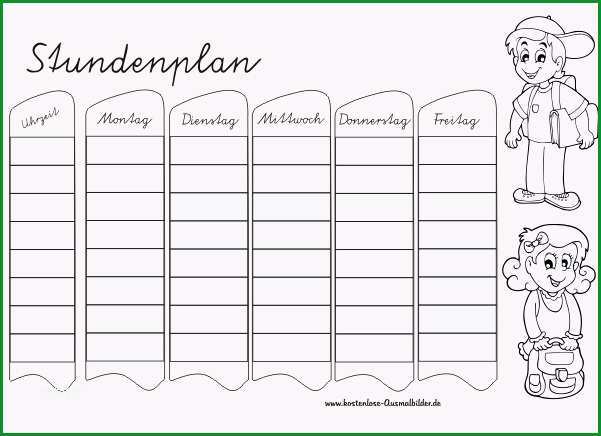 Stundenplan Malvorlage