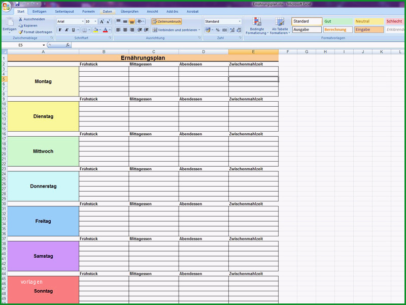 trainingsplan erstellen vorlage