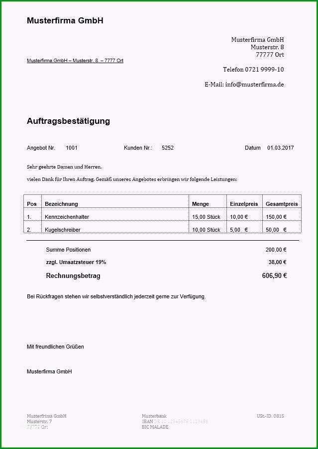 vorlage auftragsbestatigung grosen auftragsbestatigung vorlage inspirierende