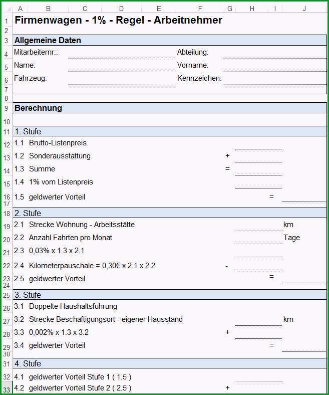 Vorlage Formulare zur PKW Nutzung und Fahrtenbuch