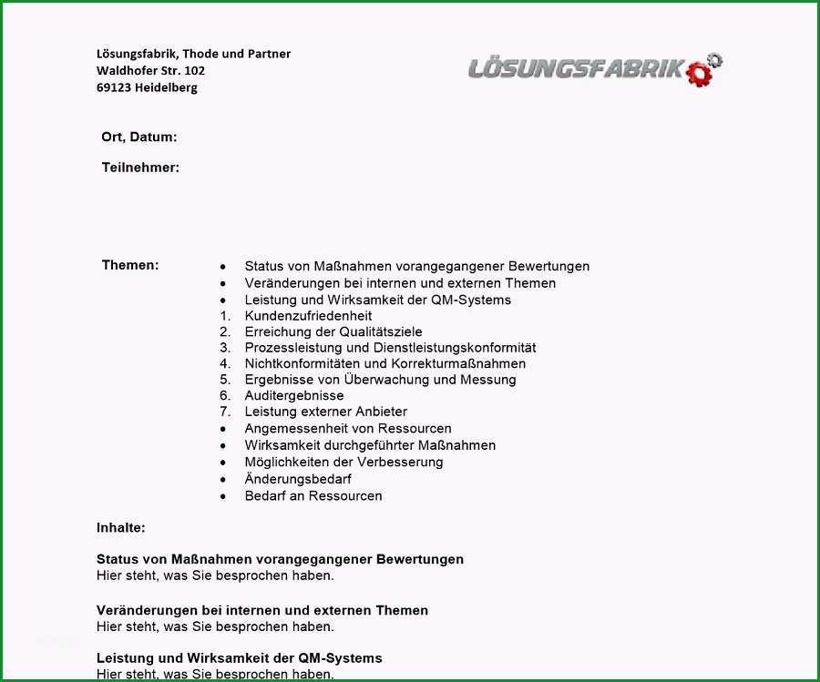 vorlage managementbewertung managementreview iso 9001 2015