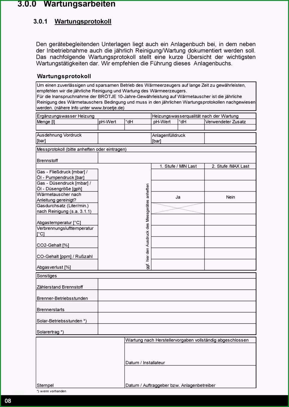 wartungsprotokoll vorlage excel