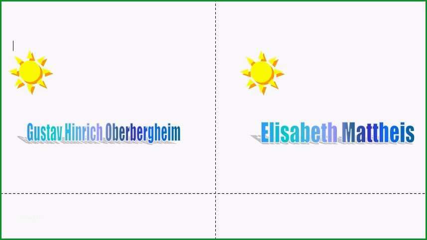 Word Vorlage Tischkarten