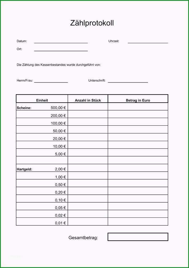 zahlprotokoll vorlage schone zahlprotokoll kasse