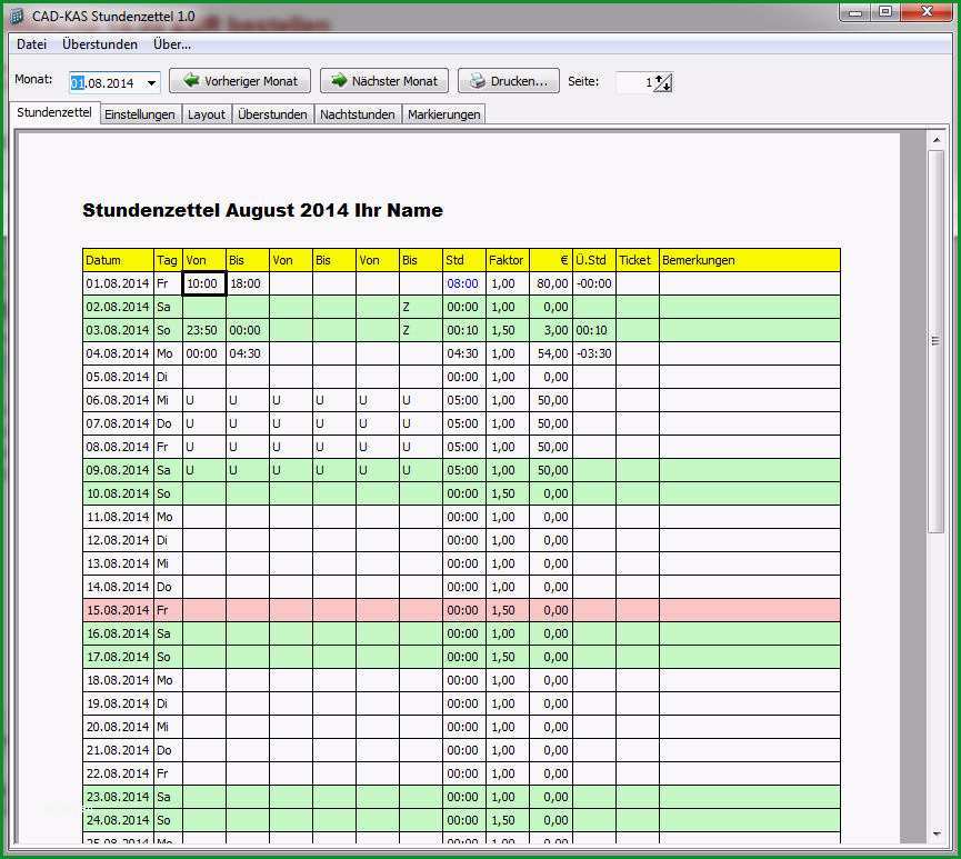 11 stundenzettel excel 2017