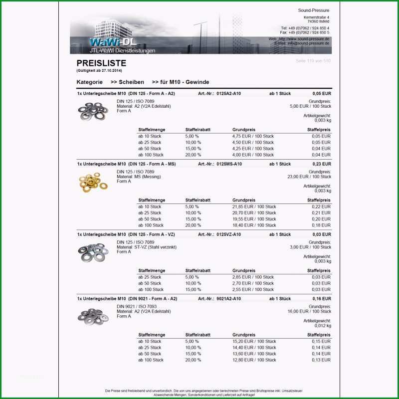 15 vorlage preisliste